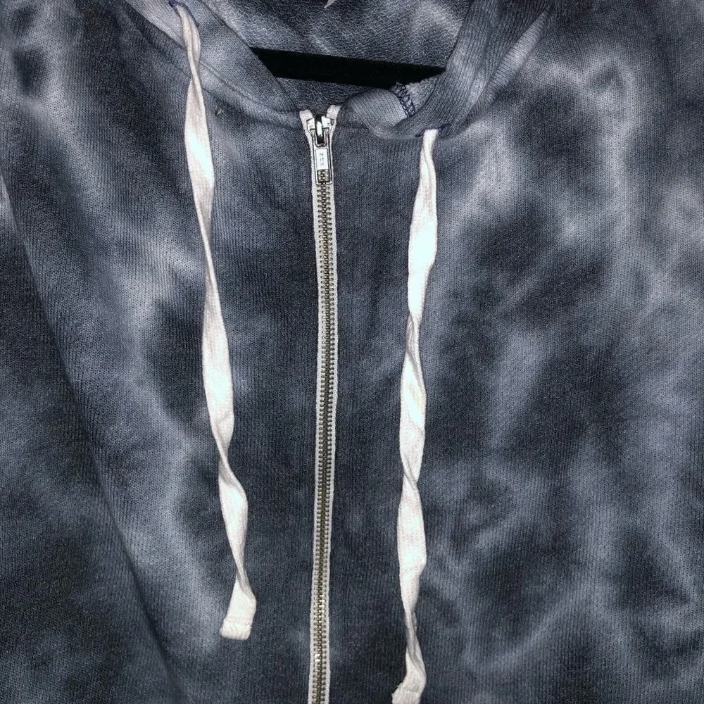 Colsie Blue Grey Tie Dye Hoodie Jacket